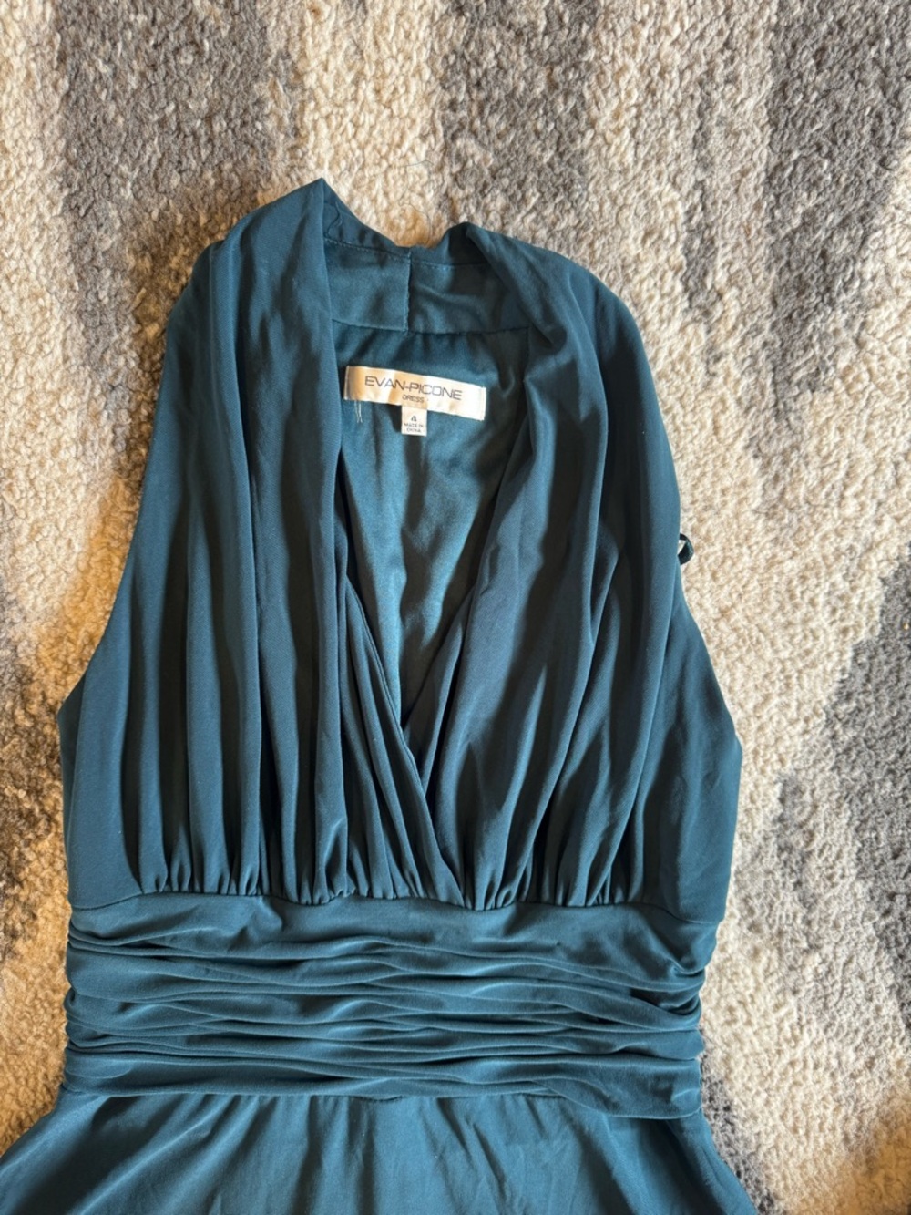 Evan Picone Teal Halter-Style V-Neck Dress - Picture 5 of 5